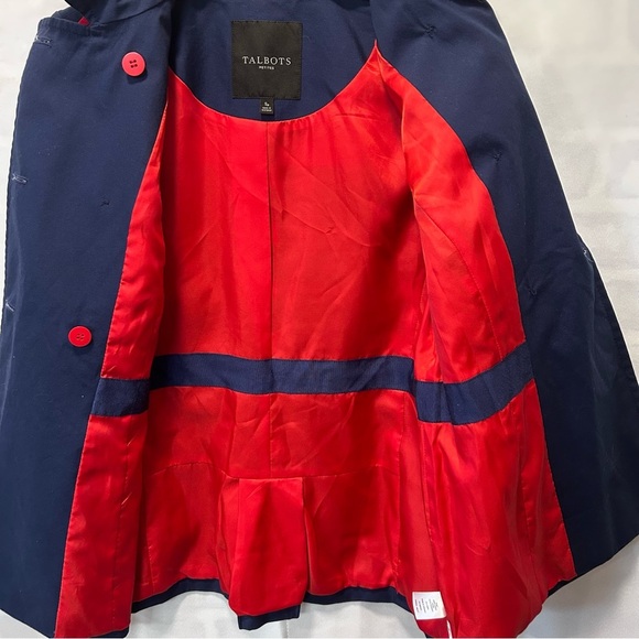 Talbots Breton Nautical Navy White Stripe Peacoat Size Small Petite - Picture 6 of 7